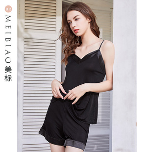 背心可外穿丝绸家居服 清仓款 美标女夏针织打底衫 吊带睡衣套装