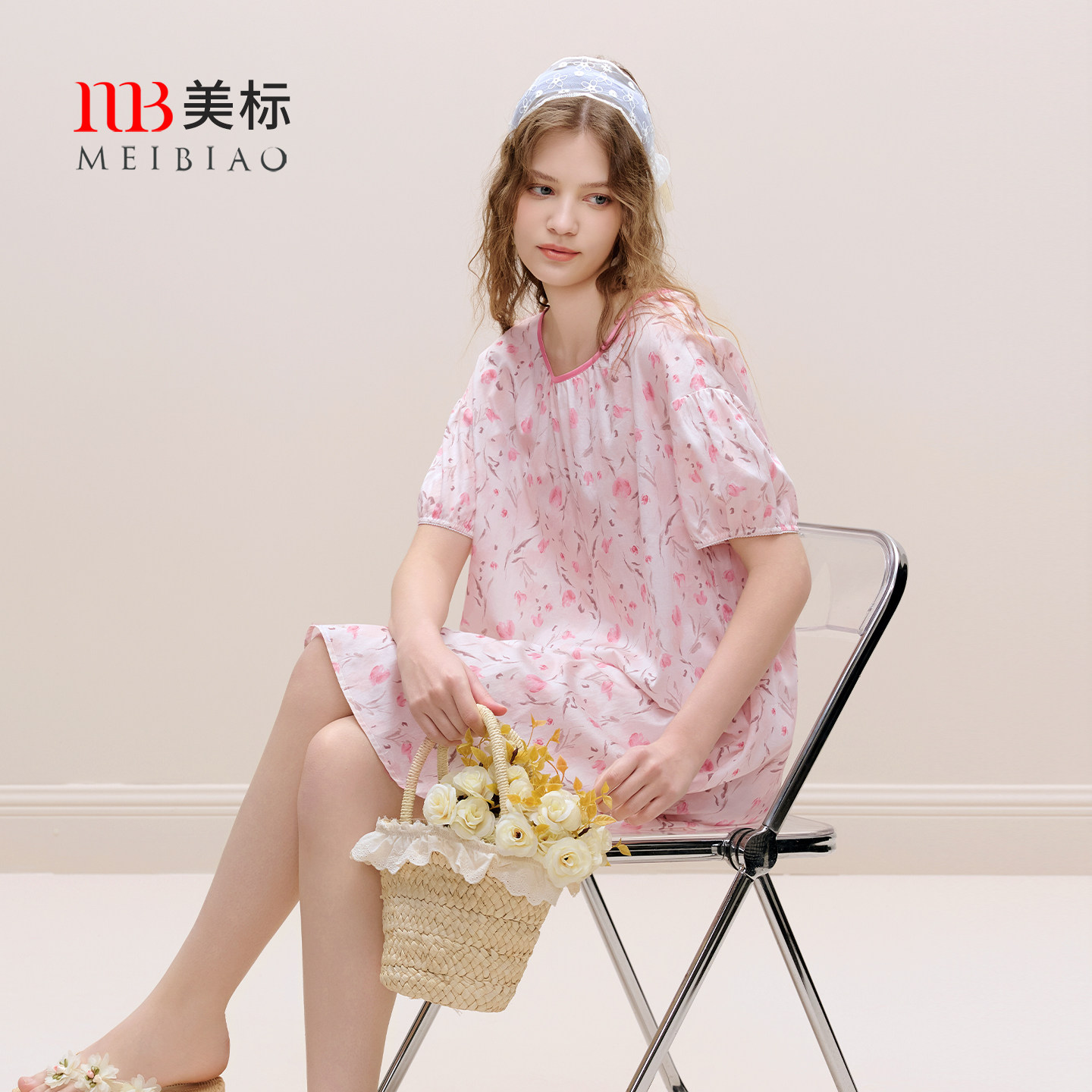 美标2026新品短袖纯棉睡裙女春夏甜美贡缎全棉质可外穿薄款家居服