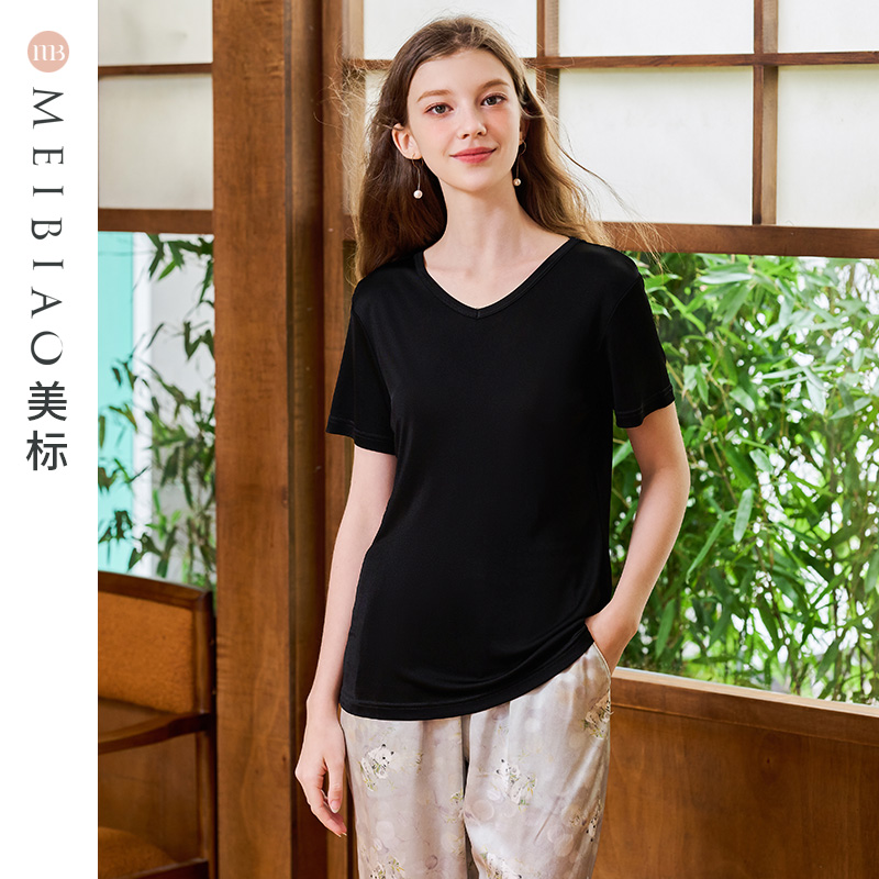 美标短袖丝绸打底上衣