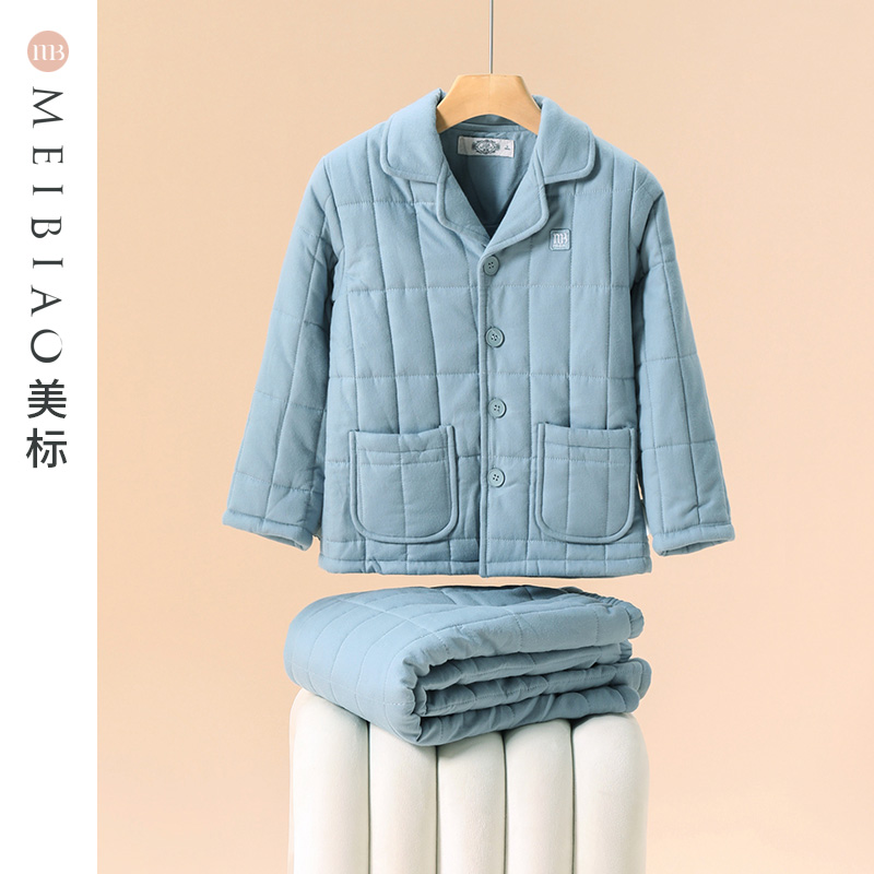 美标三层加厚夹棉保暖儿童睡衣套