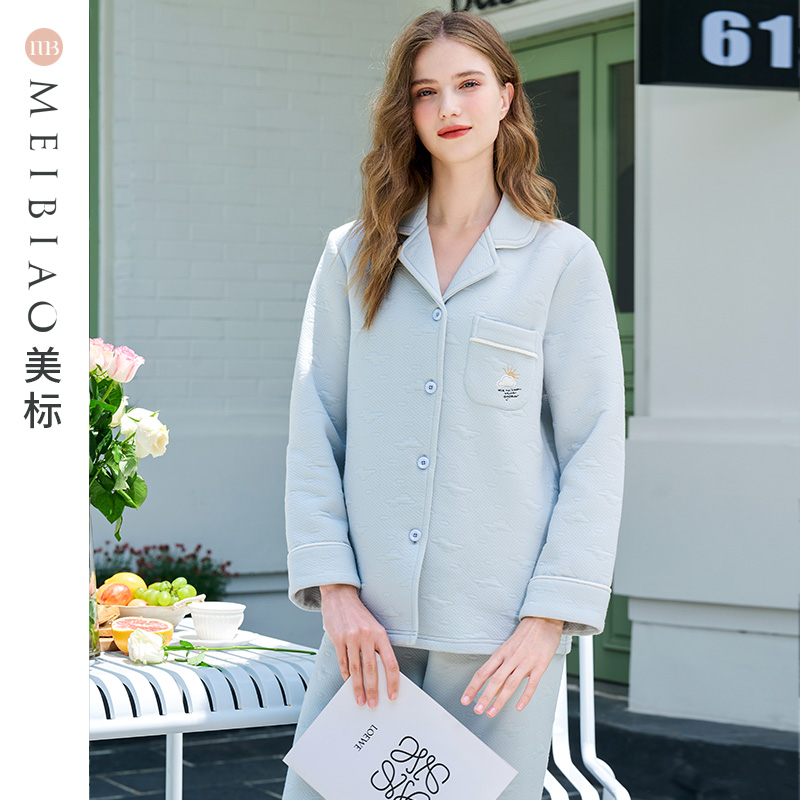 美标女士空气层夹棉贴布睡衣套装