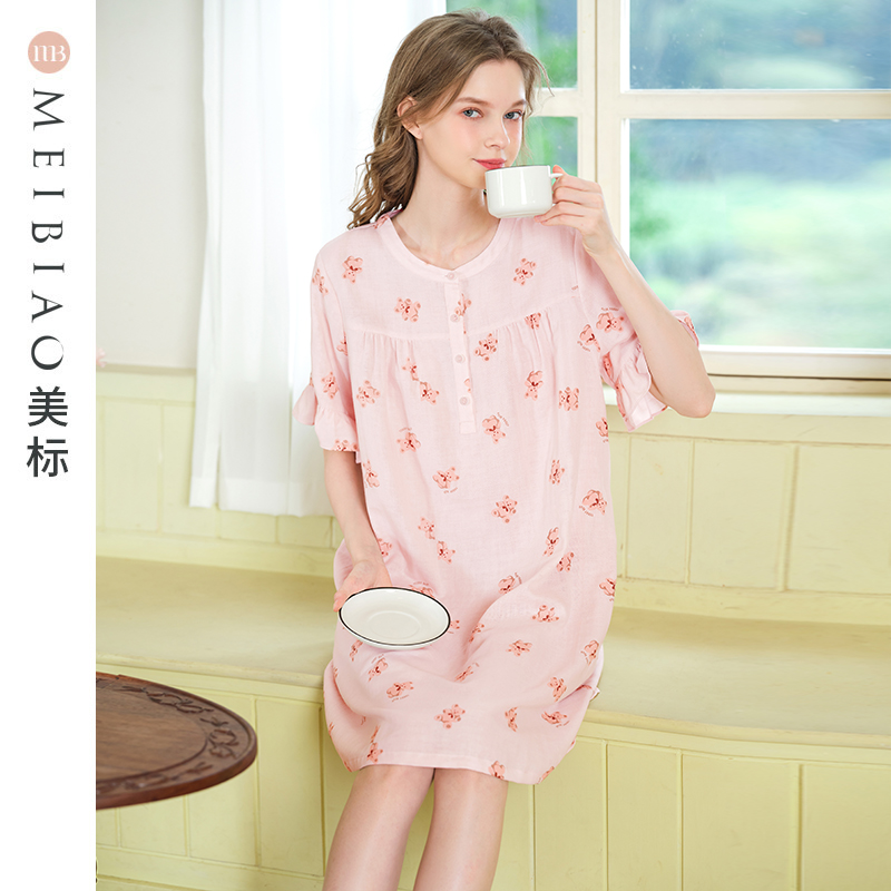 美标纯棉短袖卡通睡裙
