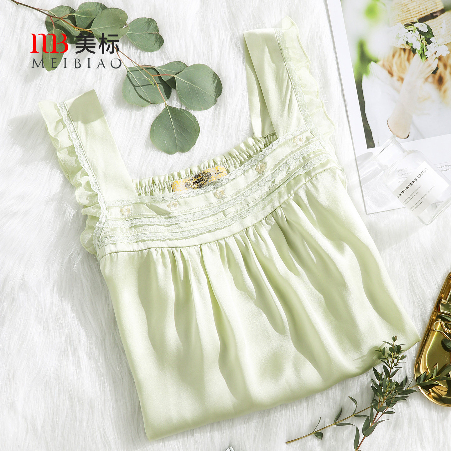 美标6A级真丝睡衣女春夏100%桑蚕丝绸吊带睡裙性感纯欲蕾丝家居服