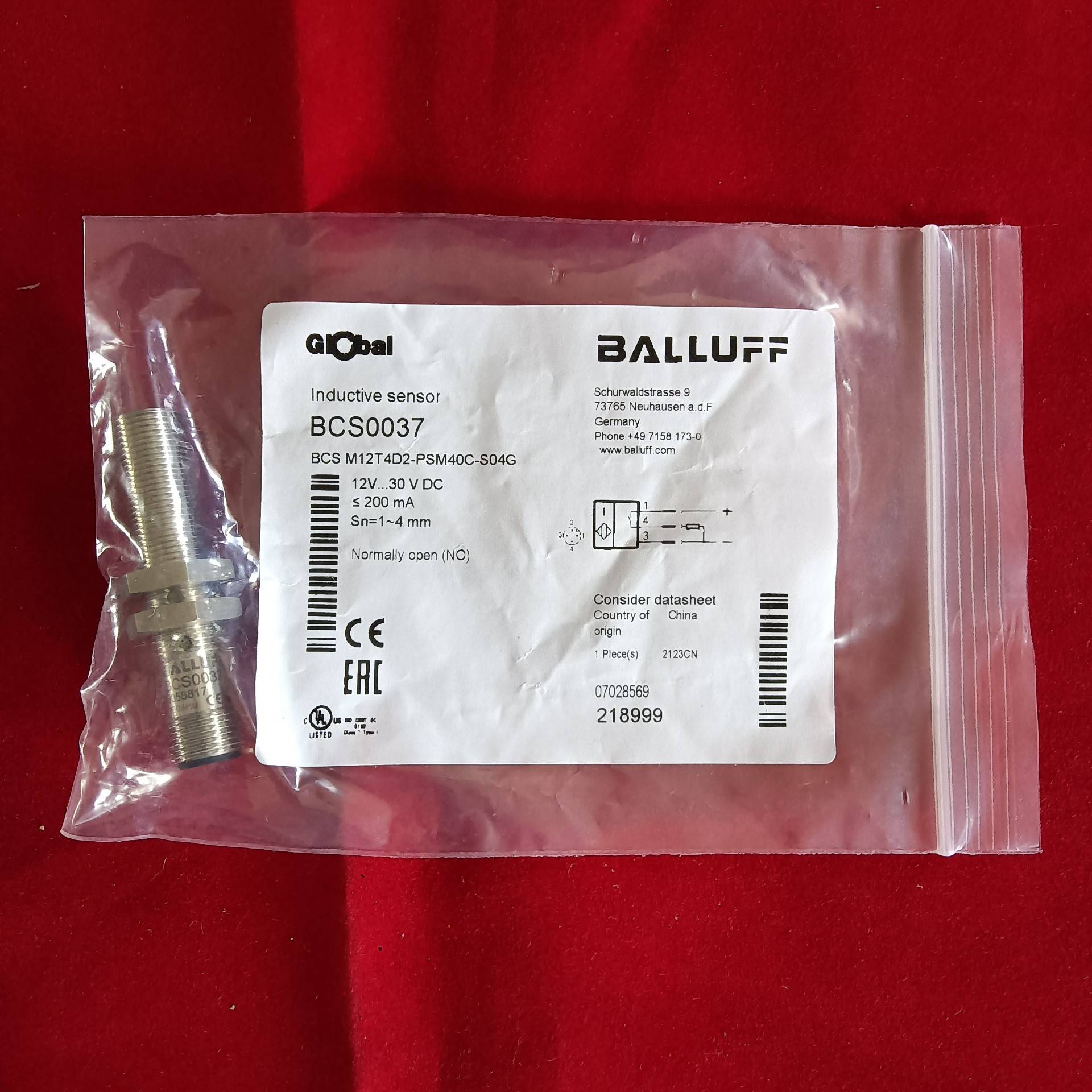 [议价]巴鲁夫 BCS0037型号：BCS M12T4D2-P4