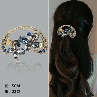 水晶弹簧夹发饰后脑勺头发一字夹发夹轻奢高档半扎发夹子发卡女