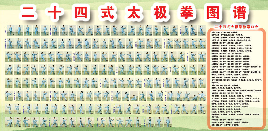 二十四式太极拳图谱 简化太极拳图谱 武馆道场拳馆装饰画展板