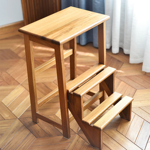 柚木缅甸折叠凳免安装置物架