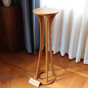 小钟 飞燕花架落地缅甸柚木实木置物架阳台绿植家用花几圆形简约