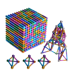 彩色磁力棒钢球组合套装吸铁石玩具解压益智拼装百变金属积木磁棒