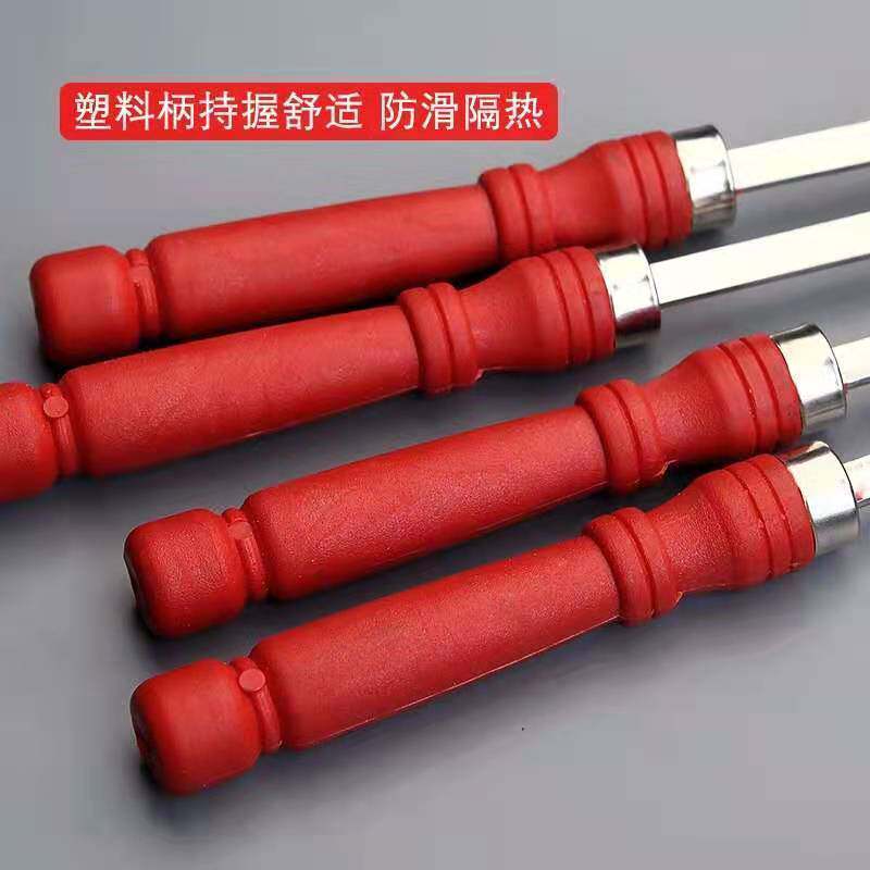 不锈钢高光塑料手柄扁签圆签羊肉串烤肉工具烤炉铁扁签配件烧烤针