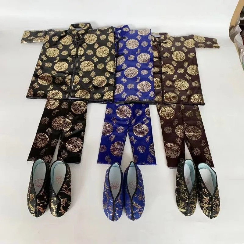 1110套男女布料绸缎加棉寒衣鞋袜帽子烧纸十月一布棉服