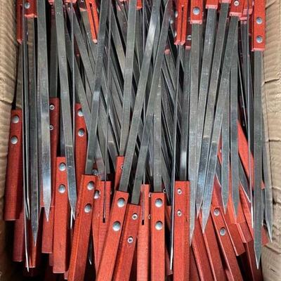 不锈钢方木柄烧烤扁签子商用烤大肉块大签子羊肉串烤肉工具烧烤签