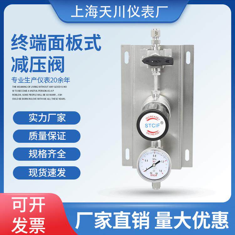 不锈钢减压阀气体二级终端面板式减压器管路卡套二级减压表实验室