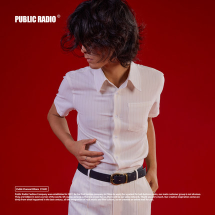 PUBLIC RADIO | JAPAN90S 株式会社商务金丝条纹关刀领短袖衬衫