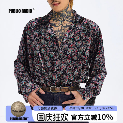80s复古disco灯芯绒长袖衬衫