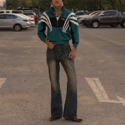 PUBLICRADIO｜美式经典复古水洗锈黄色牛仔喇叭裤通勤怀旧穿搭