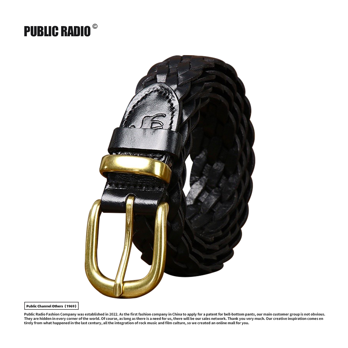 PUBLIC RADIO｜美国西部纯头层牛皮手工编织腰带真皮铜扣墨西哥