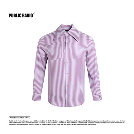 PUBLIC RADIO｜1969嬉皮士大尖领360g修身倒三角衬衫复古条纹长袖