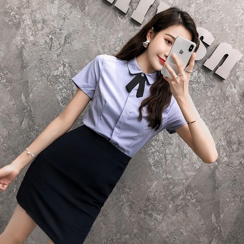 工作服职业装正装女套装衬衫套裙夏秋季气质短袖ol工装空姐制服