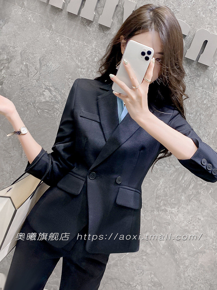 高裆职业套装女正装西服秋冬新款气质修身简约OL风长袖经理工作服