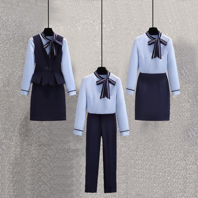 时尚气质空姐制服职业套裙工作服女美容师酒店前台工作装高端套装