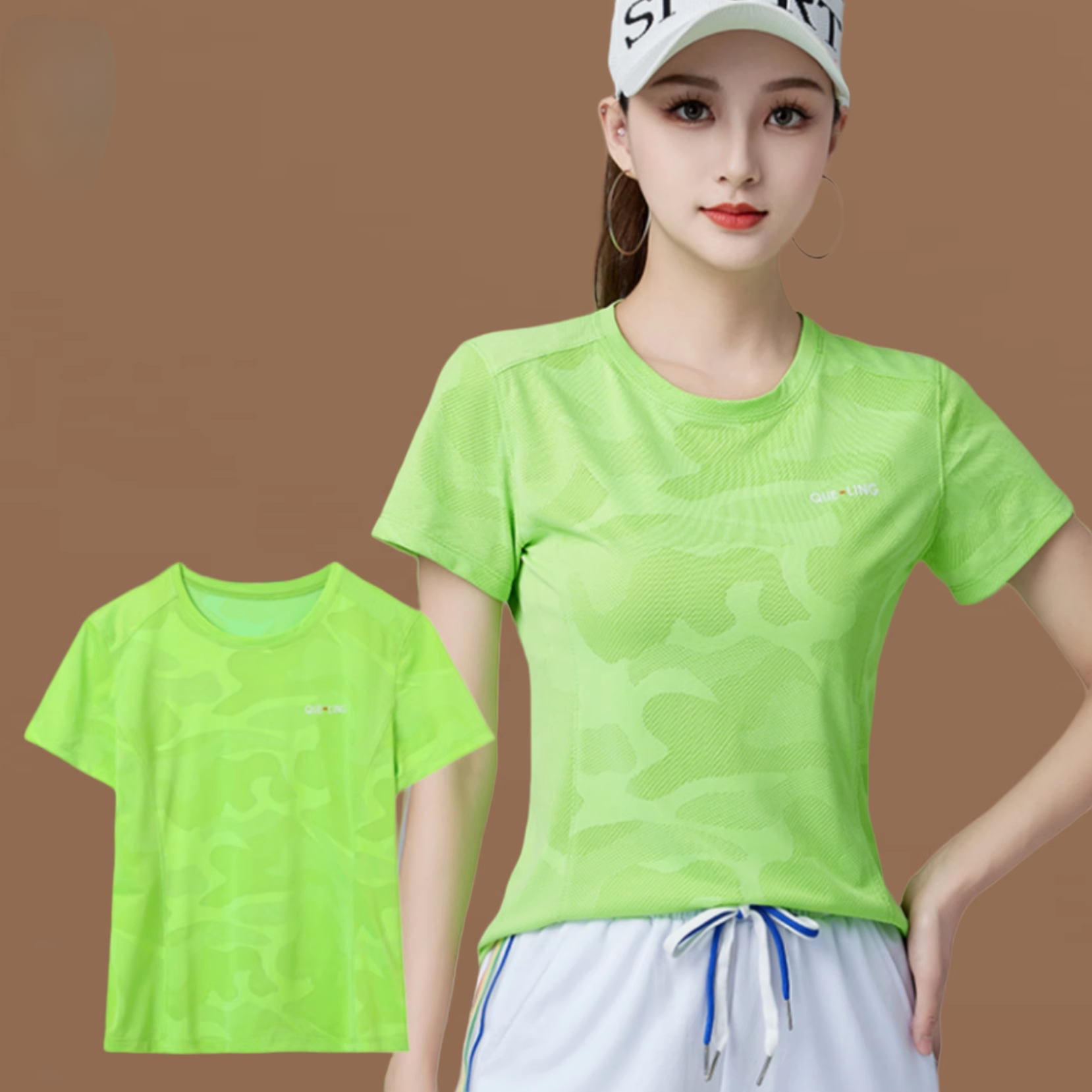 广场舞服装新款速干运动短袖健身操团体跳操服上衣大码鬼步舞服女
