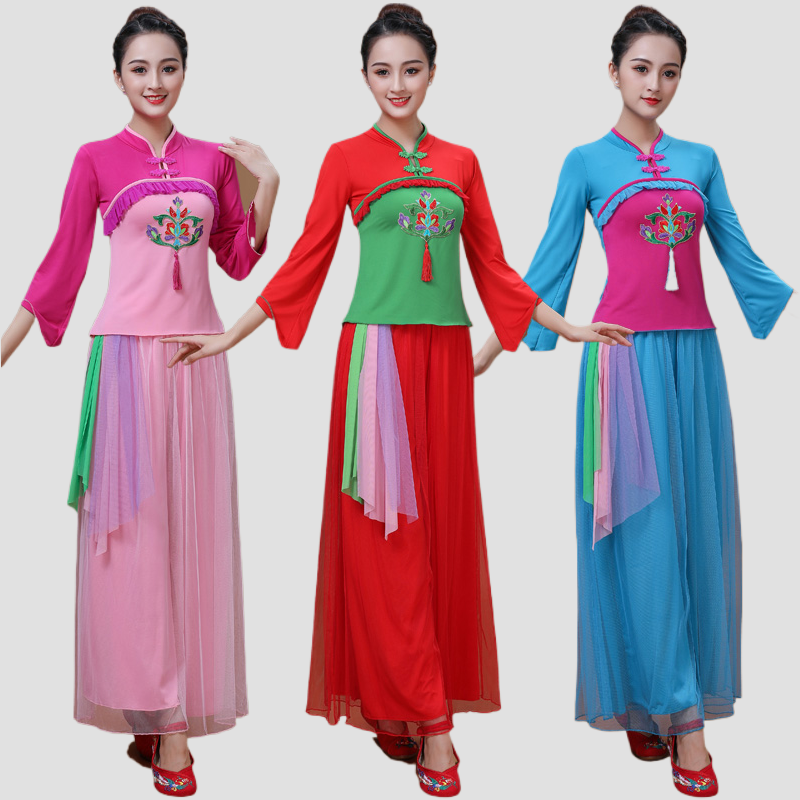 2020冬加绒广场舞服装女扇子