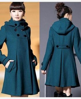Women Trench Coat Winter Long Woolen Warm Wool Overcoat34XL