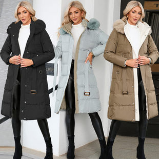 warm long women Winter jacket coat thick padded 2023 cotton