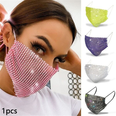 Rinestone Crystal Face Mask Sparkly Reusable Wasable