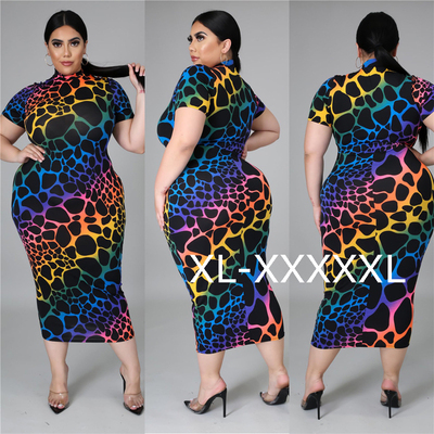 5X欧美大码fat women plus size larger over knee dress dresses
