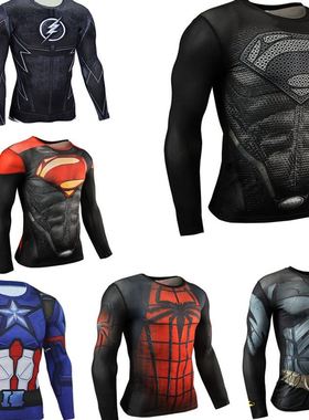 Men's Fast dry sports tigts Captain America Fitness T-sirt