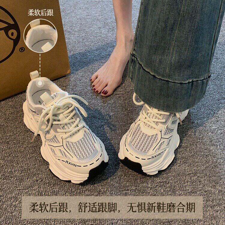 厚底老爹鞋子女2026新款爆款秋季薄款网面透气网鞋增高休闲运动鞋