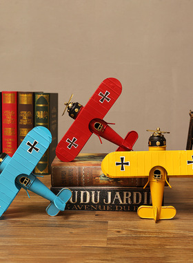 家居铁艺大号飞机模型个性摆件飞机工艺品复古做旧机模型个性