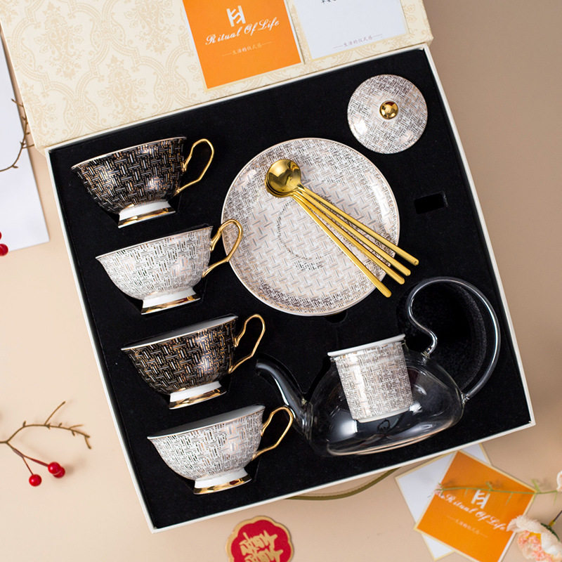 流苏魅影咖啡杯碟下午茶玻璃花茶壶陶瓷套装水杯高档礼盒一杯一碟