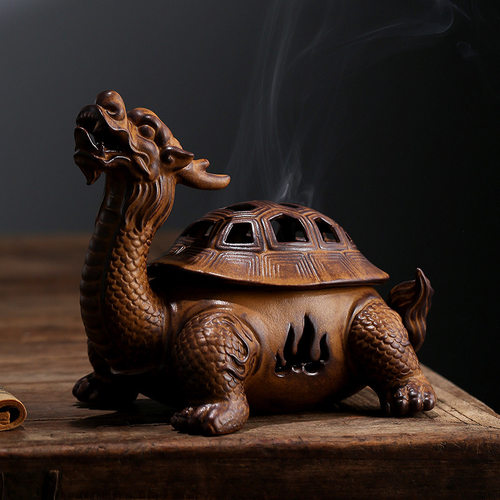 复古陶瓷一鹿相伴盘香炉家用室内檀香沉香大号仿古龙龟香薰炉摆件