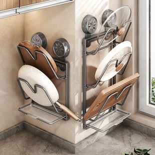 源头工厂吸盘锅盖架免打孔挂墙锅架壁挂式厨房墙上菜板砧板收纳架