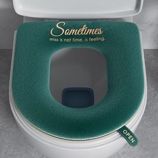 网红高端马桶坐垫冬季 通用马桶毛绒垫圈 家用加厚拉链款 坐便套四季