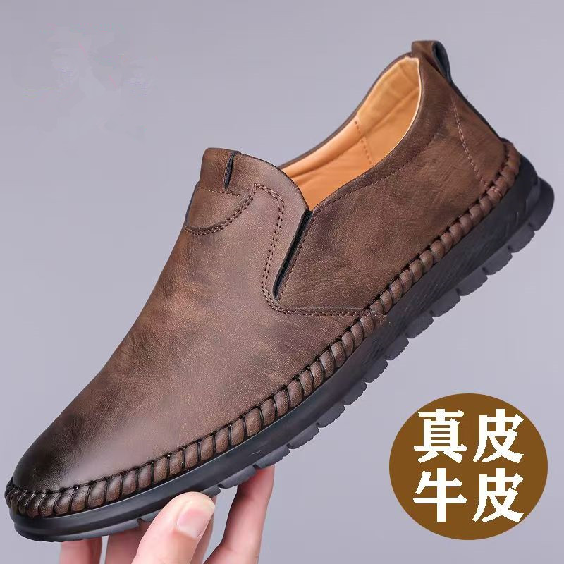 男士皮鞋新款软底耐磨驾车鞋防滑百搭牛筋底休闲中老年爸爸鞋子男