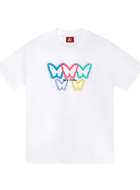 54YS多色幻影蝴蝶宽松短袖夏季国潮百搭情侣款休闲