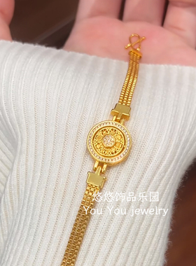 爆闪八宝罗盘表带手链女小表盘时尚百搭镶锆石可旋转罗盘腕带手饰