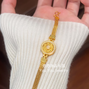 爆闪八宝罗盘表带手链女小表盘时尚百搭镶锆石可旋转罗盘腕带手饰