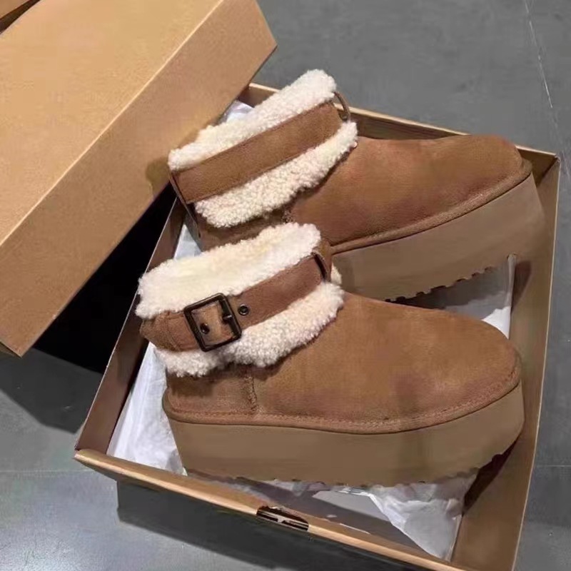 雪地靴女皮毛一体加绒保暖