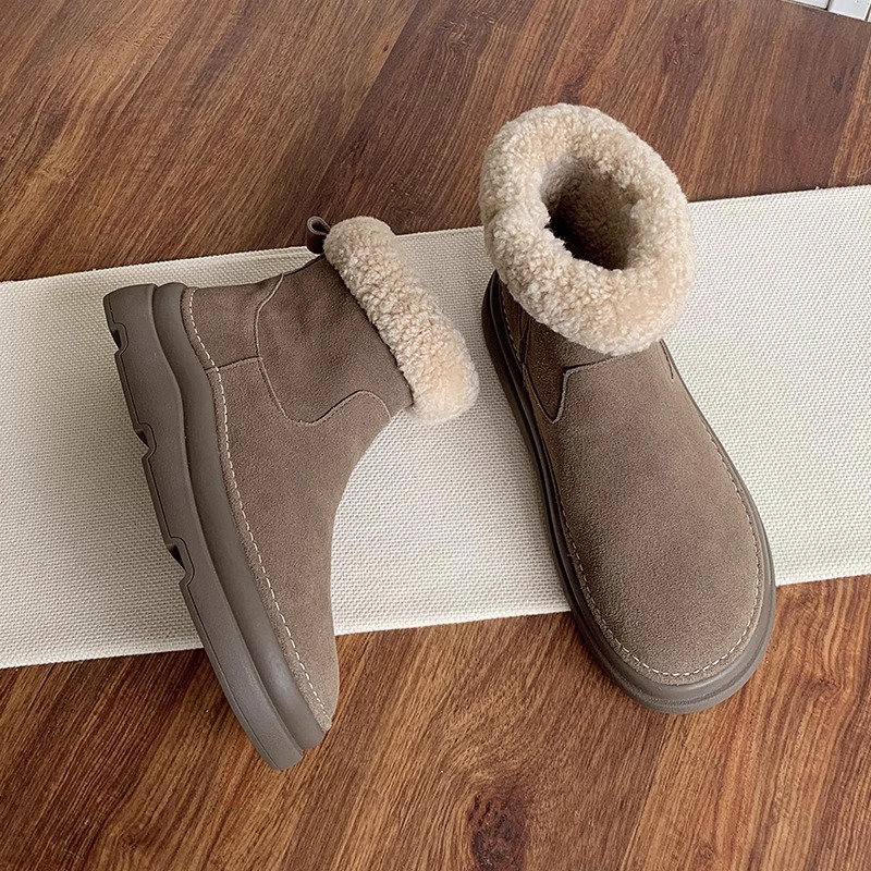 软皮翻毛雪地靴女冬季加绒