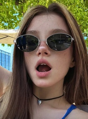 日本优选MUJIE复古老钱风金属半框墨镜女款防晒高级感黑色眼镜港