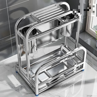 新品304不锈钢厨房刀架置物架放菜墩菜刀架筷子笼一体刀具砧板收