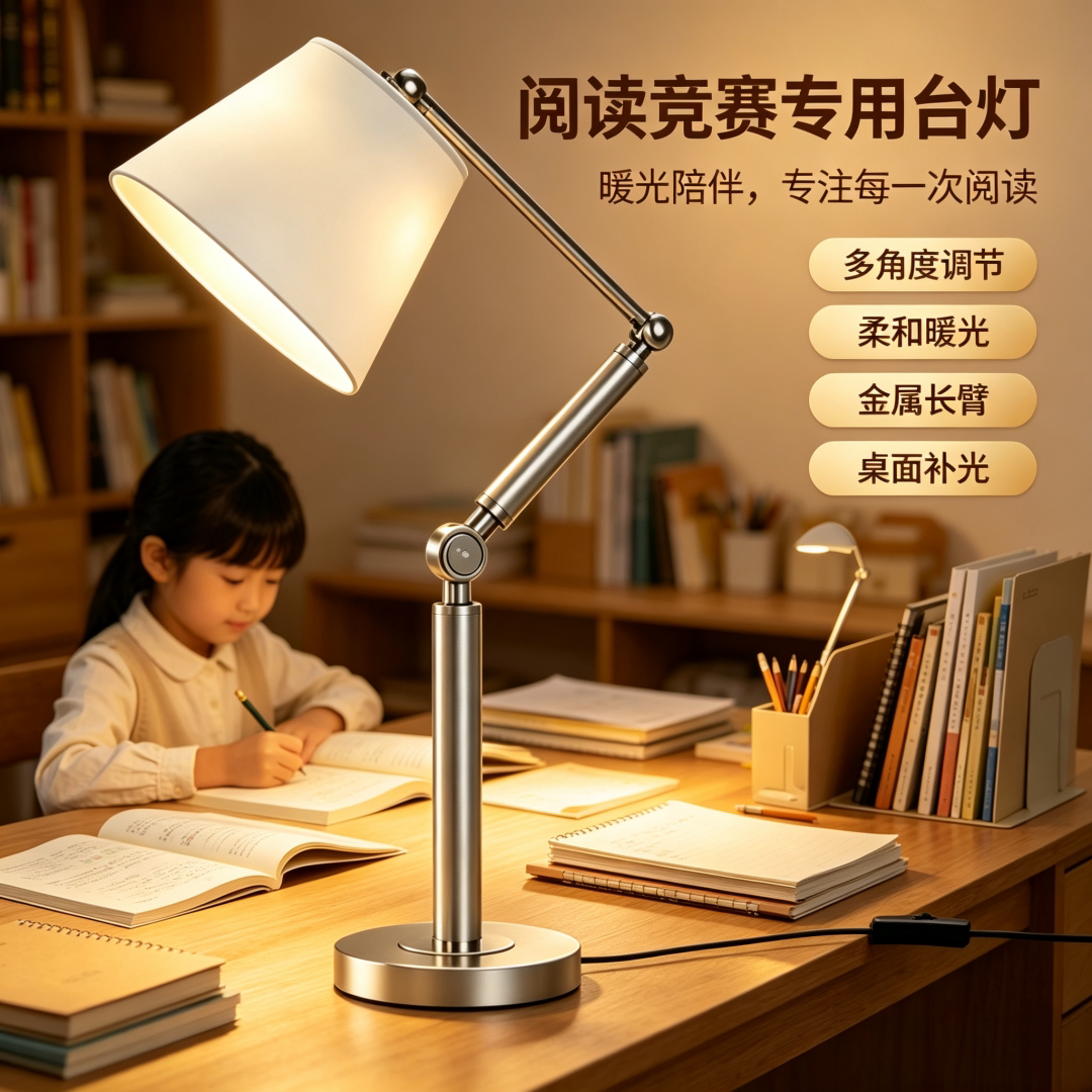 中古风折叠摇臂复古工作学习阅读调光卧室床头书桌护眼可调节台灯