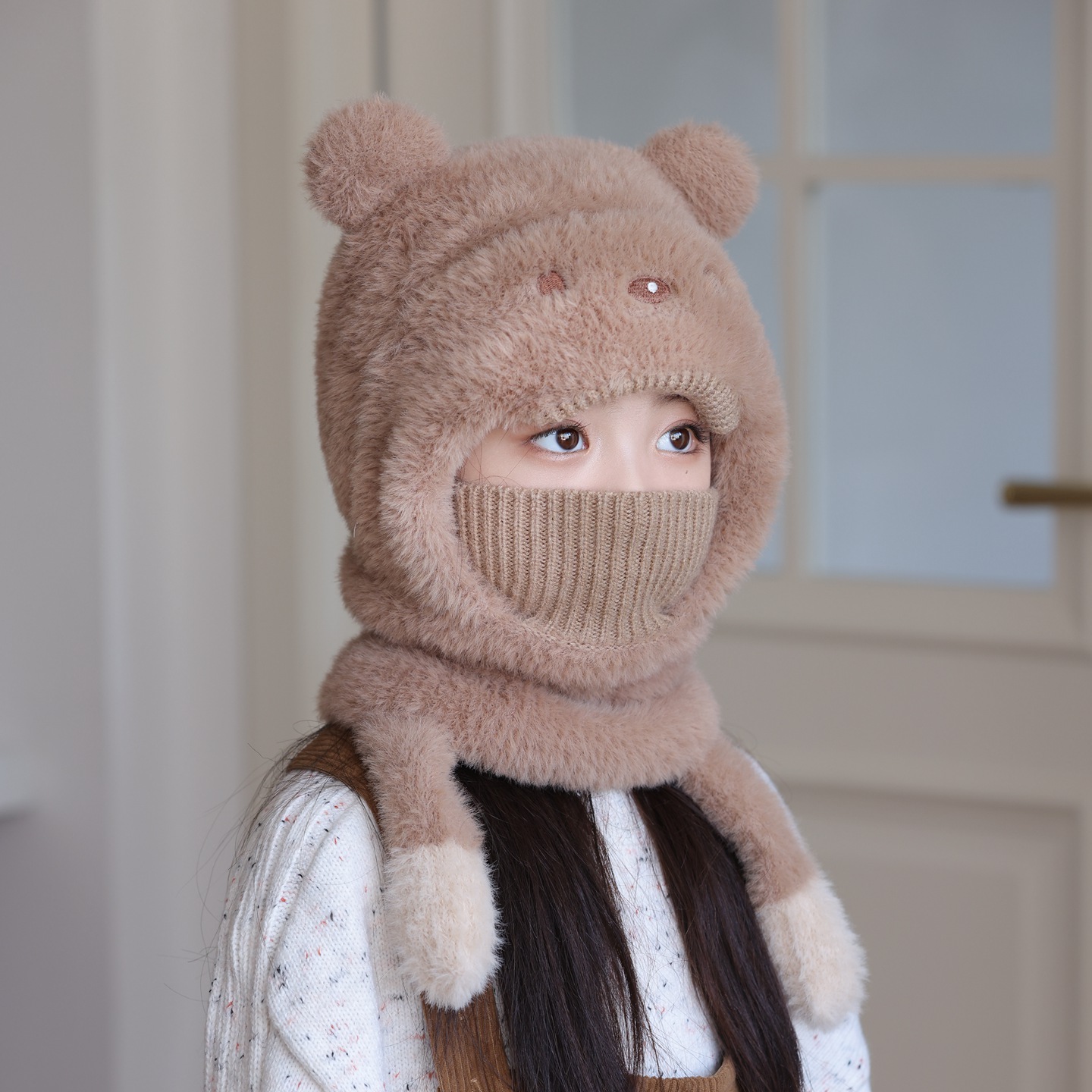 宝宝围脖口罩一体加厚保暖套头帽