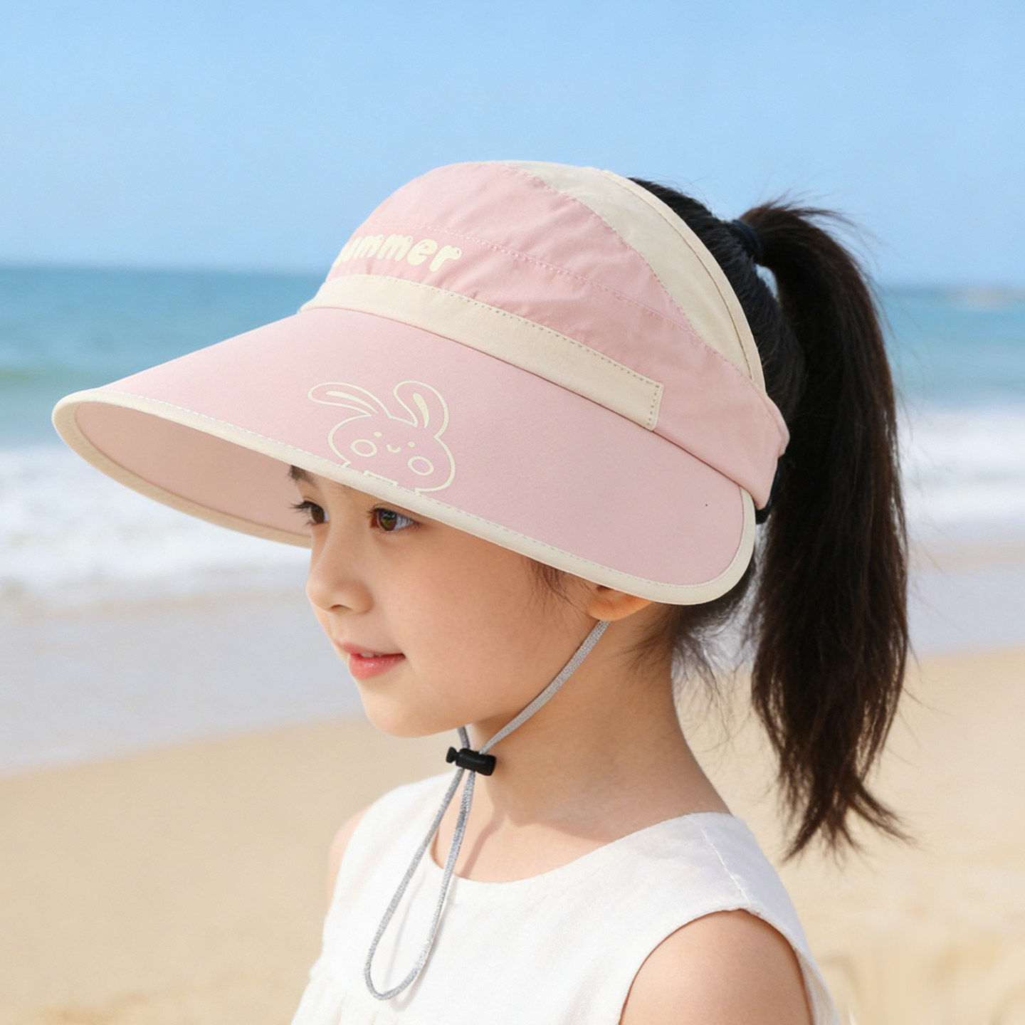 儿童防晒帽子夏季空顶洋气女童大檐遮阳帽男孩防紫外线户外太阳帽