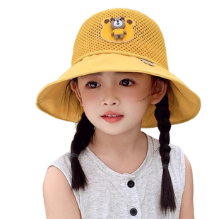 儿童帽子男女童春款幼儿园小黄帽夏季宝宝防紫外线遮阳防晒大檐帽
